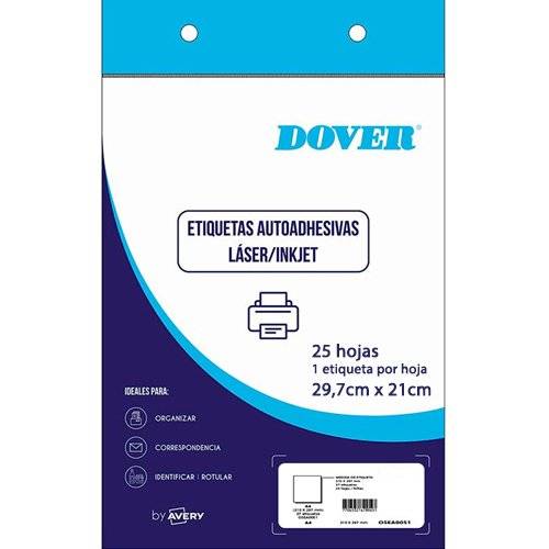 Etiquetas Dover A4 Autoadhesiva Hoja Entera X 25 Hjs