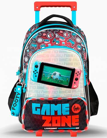 Mochila Footy C/Carro F3231 Game Zone Azul/Rojo 18 C/Led