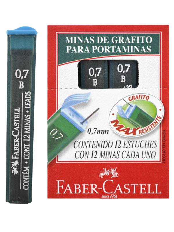 Minas Faber De Grafito Tubo X 12 Unid 0,7Mm B Caja X 12 Un