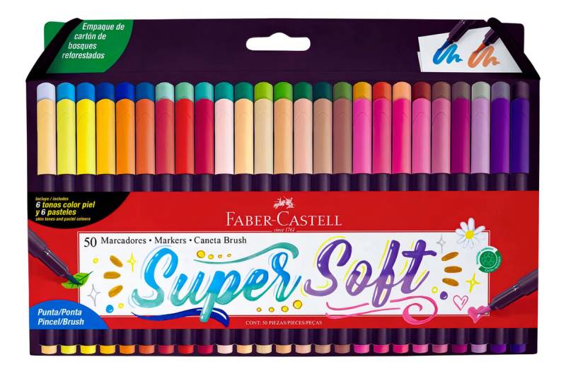 Marcadores Faber Supersoft X 50 Colores En Estuche