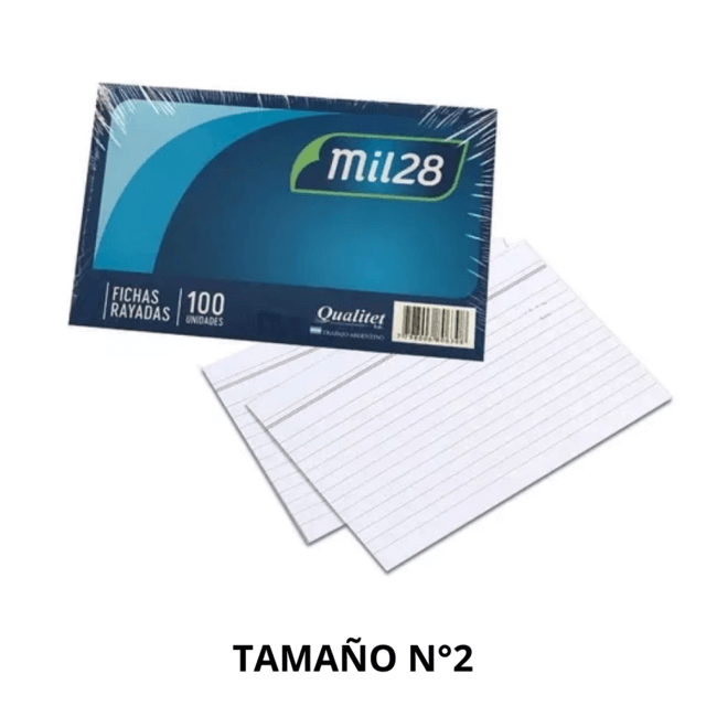 Fichas Mil28 Rayadas N° 2 Paq X 100