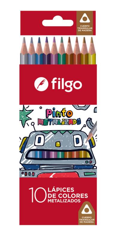 Lapices De Colores Filgo Madera X 10 Color Metalizado