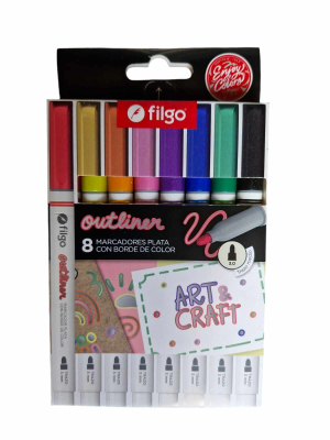 Marcadores Filgo Outliner Estuche X 8 Colores
