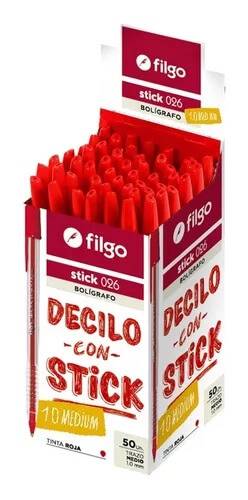 Boligrafo Filgo Stick 026 Pta 1Mm Rojo Caja X 50 Un