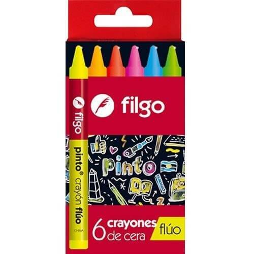 Crayones De Cera Filgo Pinto Fluo X 8 Colores 