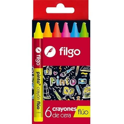 Crayones De Cera Filgo Pinto Fluo X 8 Colores
