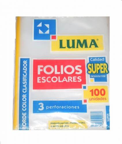 Folio Luma Escolar X 100 Super Ref C/borde Color Amarillo
