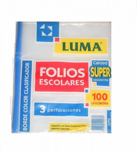 Folio Luma Escolar X 100 Super Ref C/borde Color Azul