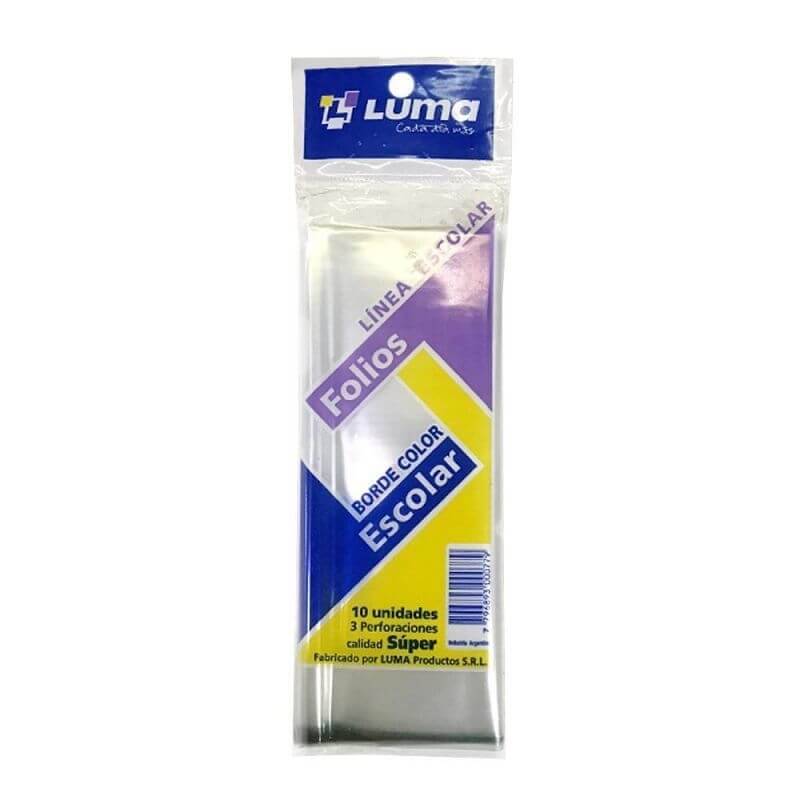 Folio Luma Escolar X 10 Super Ref C/Borde Color Verde