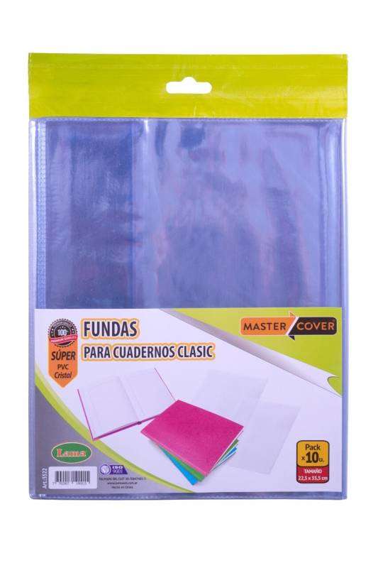 Funda Pvc 3522 P/Cuaderno 16X21 Paq X 10 Unid