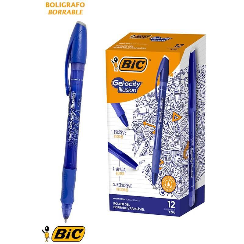 Lapicera Roller Bic Gelocity Borrable Azul