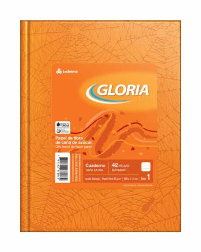 Cuaderno Gloria Td Forrado Naranja X 42 Hjs Rayado