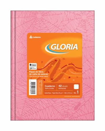 Cuaderno Gloria Td Forrado Rosa X 42 Hjs Rayado