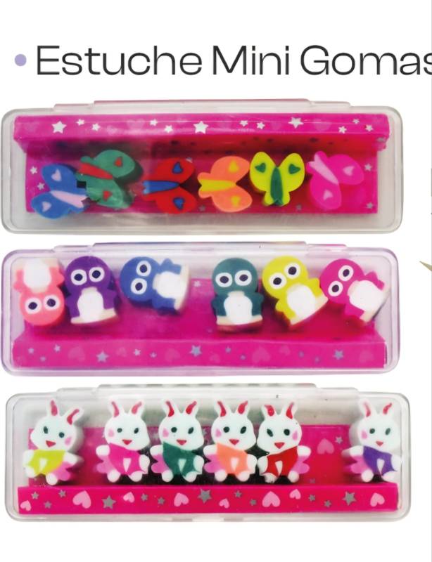 Goma De Borrar Rexon Mini Mariposas Estuche X 7 Unid