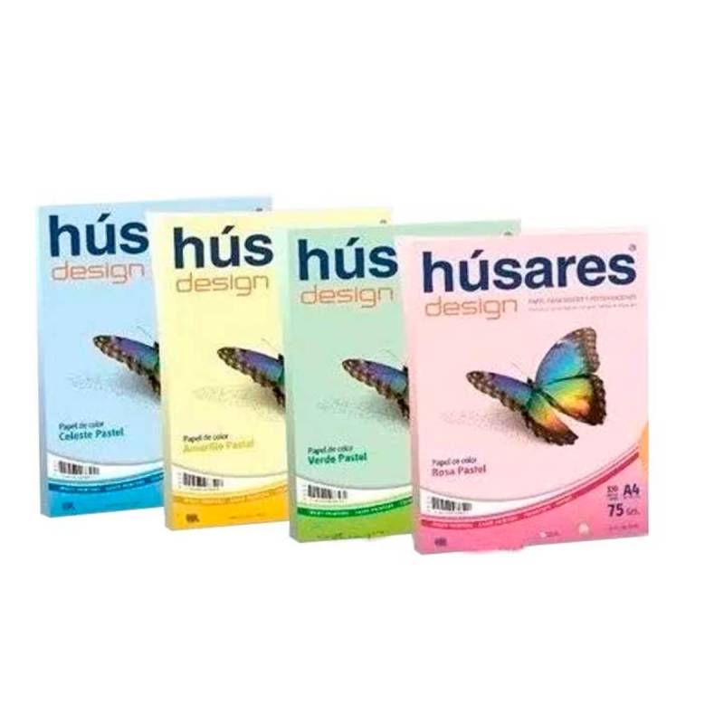 Papel A4 Husares 7884 Design 75 Grs Color Rosa X 500 Unid