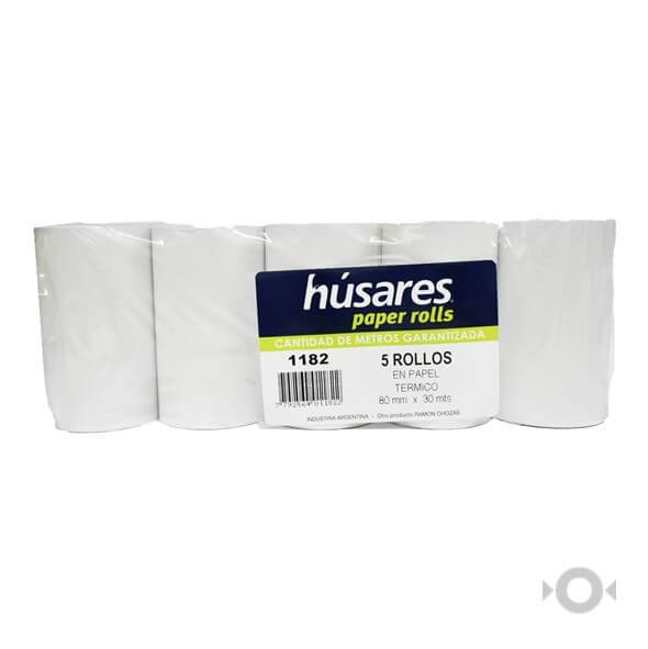Rollo Husares P/Registradora 1182 Termico 80Mm X 30Mts Paq X 10 U