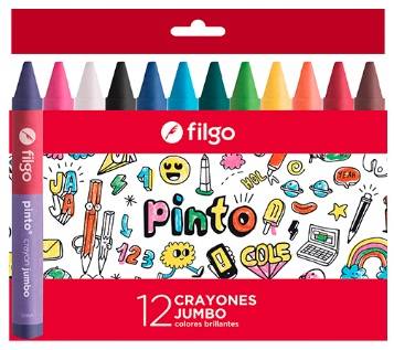 Crayones De Cera Filgo Pinto Jumbo X 12 Colores