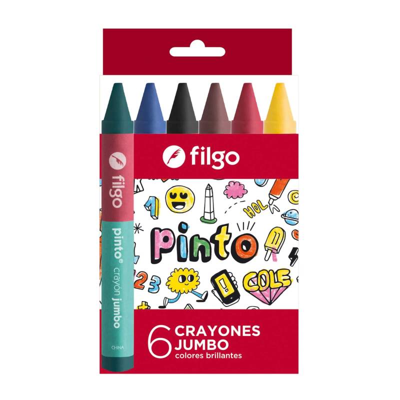 Crayones De Cera Filgo Pinto Jumbo X 6 Colores