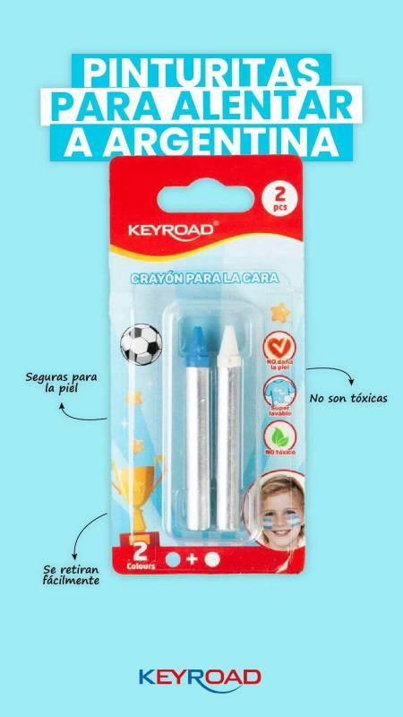 Crayon Keyroad Pinta Cara Celeste Y Blanco En Blister