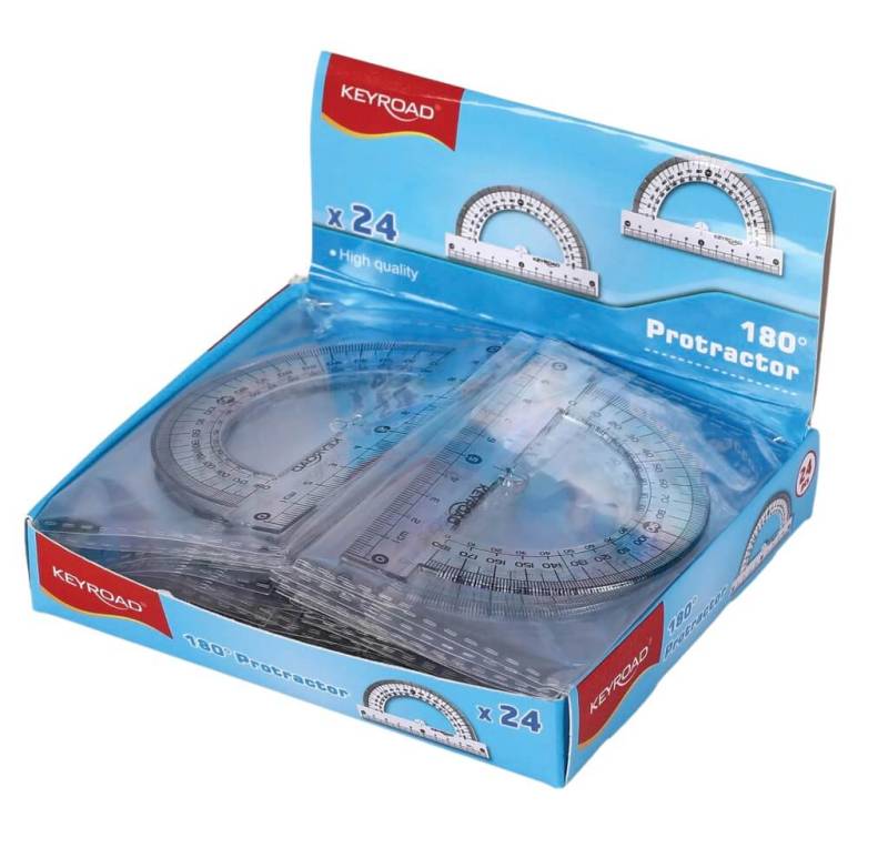 Transportador Escolar Keyroad 180° Cristal Caja X 24 Un