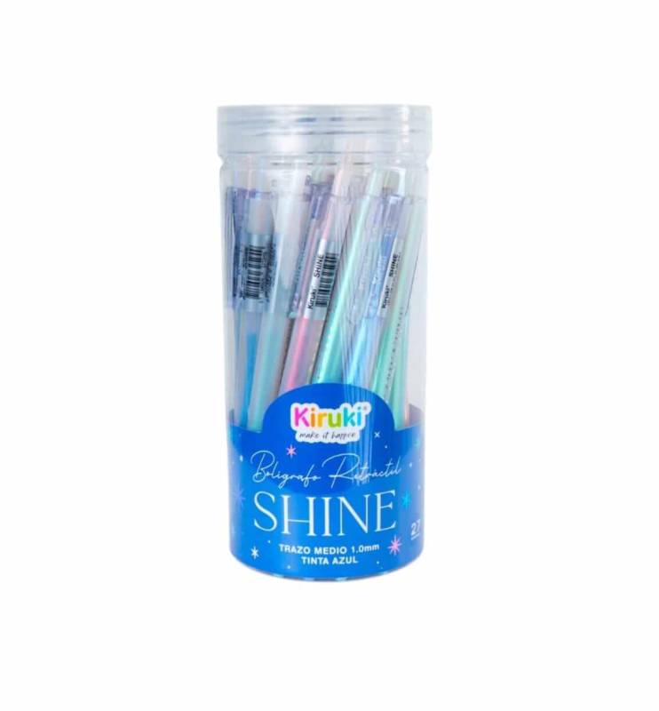 Boligrafo Kiruki Shine Retractil Azul 1Mm Tubo X 27 Unid