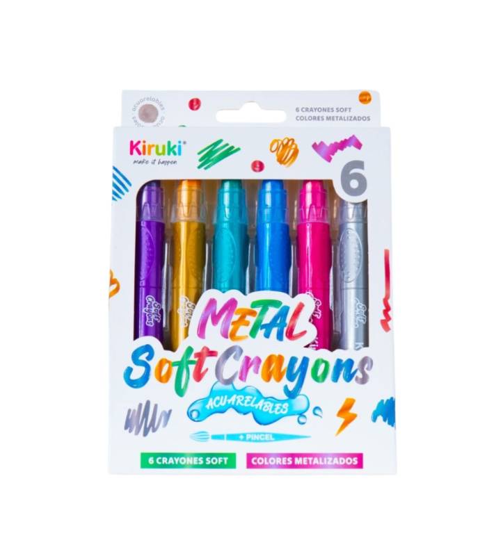 Crayones Kiruki Soft Acuarelables X 6 Metalizado