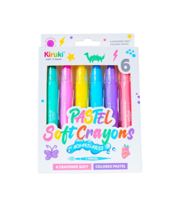 Crayones Kiruki Soft Acuarelables X 6 Pastel