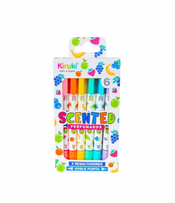 Resaltador Kiruki Doble Punta Perfumado X 6 Unid
