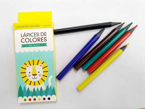 Lapices De Colores Leoncito X 6 Cortos
