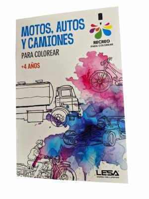 Libro Para Colorear Motos, Autos Y Camiones Lesa Editorial