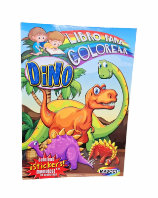 Libro Para Colorear Dinosaurios Con Stickers Y Memotest