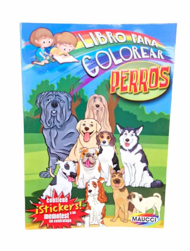 Libro Para Colorear Perros Con Stickers Y Memotest