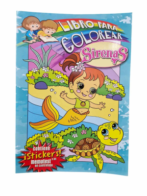 Libro Para Colorear Sirenas Con Stickers Y Memotest