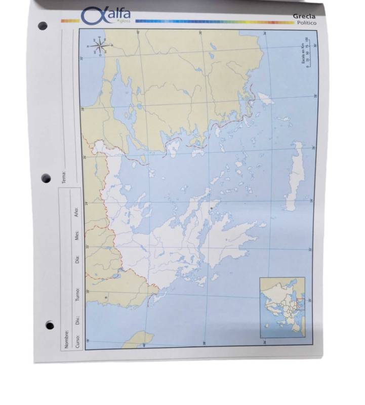 Mapa Alfa N°3 Político Grecia 40 Hjs