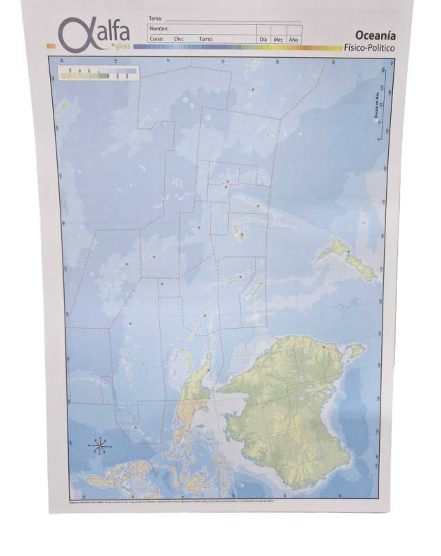 Mapa Alfa N°5 Físico Político Oceania 20 Hjs