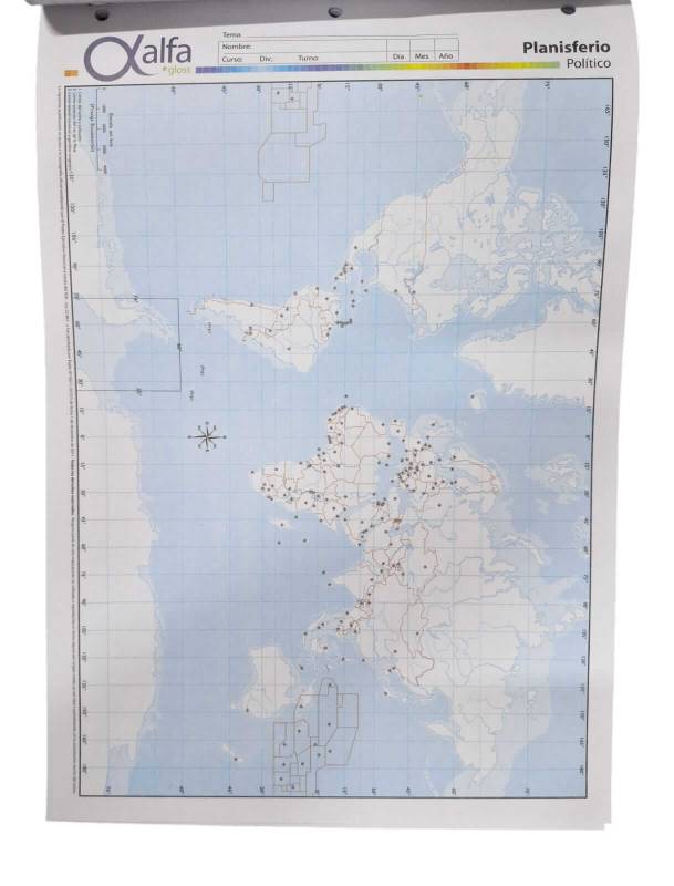 Mapa Alfa N°5 Político Planisferio 20 Hjs