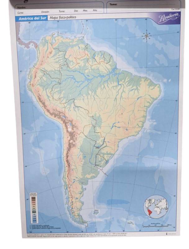 Mapa Rivadavia N°5 Físico Político América Del Sur 20 Hjs