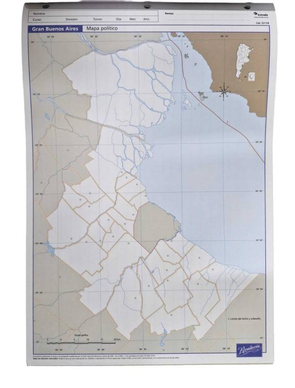 Mapa Rivadavia N°5 Político Gran Buenos Aires 20 Hjs