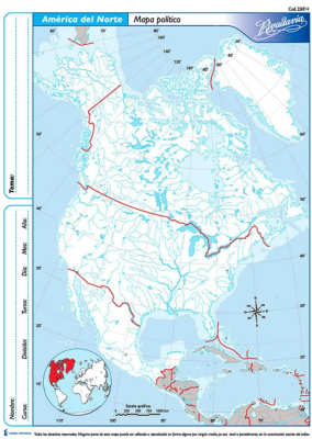 Mapa Rivadavia N°3 Político América Del Norte 40 Hjs