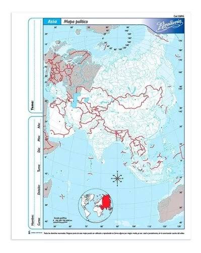 Mapa Rivadavia N3 Poltico Asia 40 Hjs