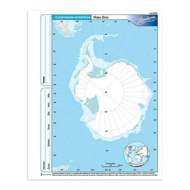Mapa Rivadavia N°3 Político Continente Antártico 40 Hjs