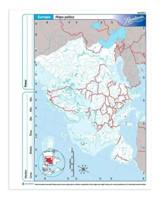 Mapa Rivadavia N°3 Político Europa 40 Hjs