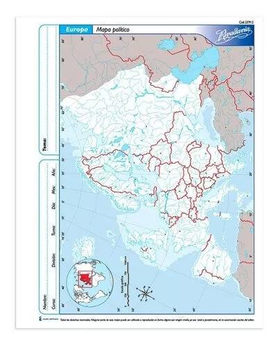 Mapa Rivadavia N°3 Político Europa 40 Hjs
