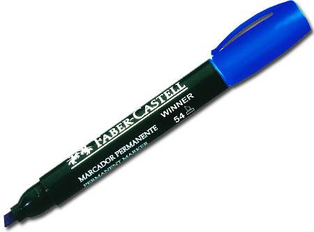Marcador Faber 54 Permanente Pta Biselada Azul