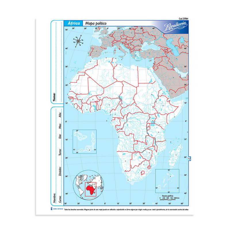 Mapa Rivadavia N°3 Político África 40 Hjs