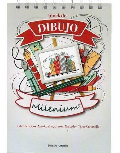 Block De Dibujo C/Espiral Milenium A4 X 40 Hjs 240Grs