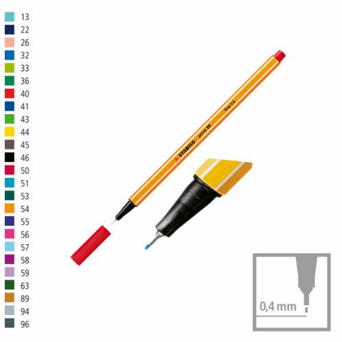 Microfibra Stabilo Point 88 Pta Metal 0,4mm Rojo