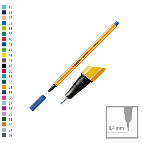 Microfibra Stabilo Point 88 Pta Metal 0,4mm Azul 