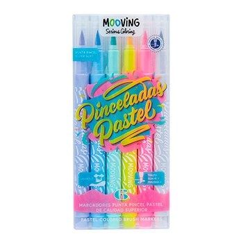 Marcadores Mooving Punta Pincel Pastel X 6 Colores 3031106