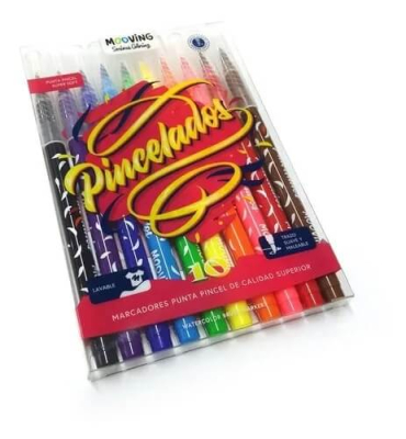 Marcadores Mooving Punta Pincel X 10 Colores 3031010